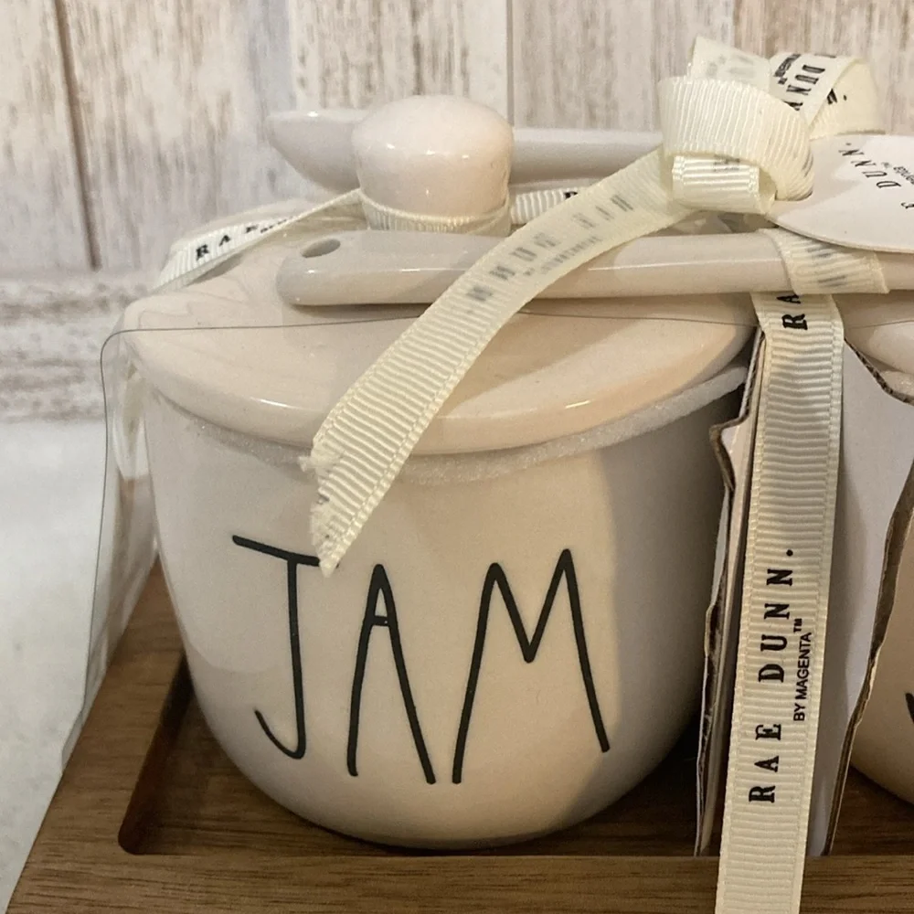 Rae Dunn Jam & Jelly Containers with Lids & Spoons